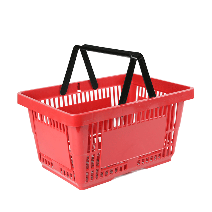 Einkaufskorb-Kunststoff-Standard-rot-2Griffe-stapelbar-45Grad